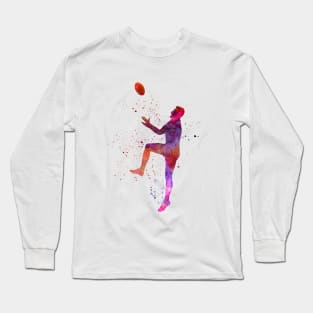 Rugby man player  in watercolor Long Sleeve T-Shirt